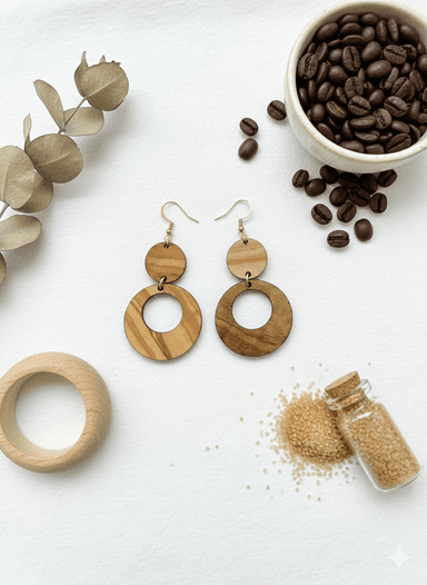 Boucle d’oreille en bois  - Image 2