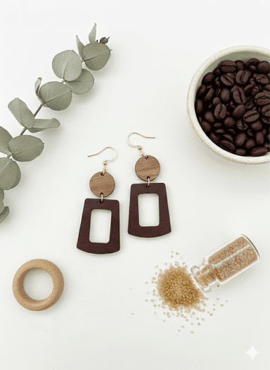 Boucle d’oreille en bois  - Image 2