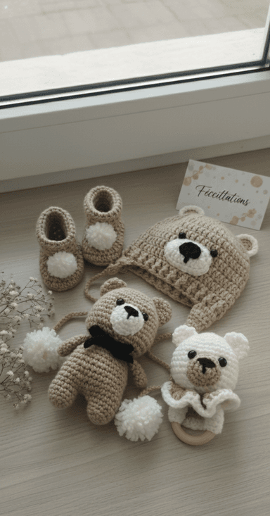 Set baby crochet bear - Image 1