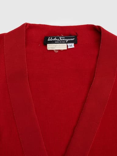 Cardigan Salvatore Ferragamo rouge – Taille M – Luxe italien - Image 3