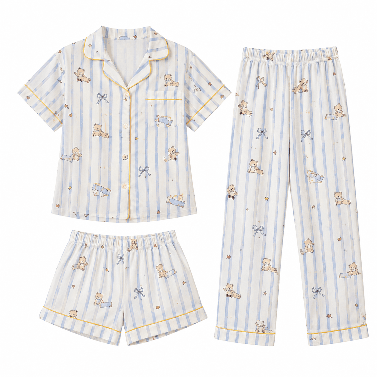 Pyjama Femme Bleu Ciel â Ensemble de Nuit Confortable et Tendance