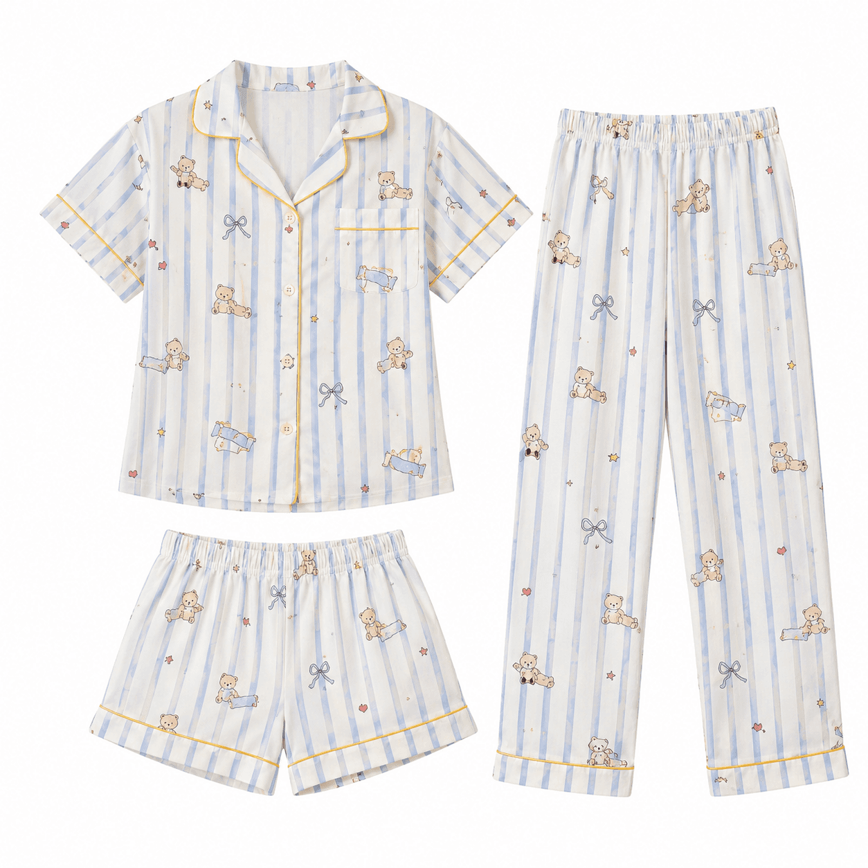 Pyjama Femme Bleu Ciel – Ensemble de Nuit Confortable et Tendance