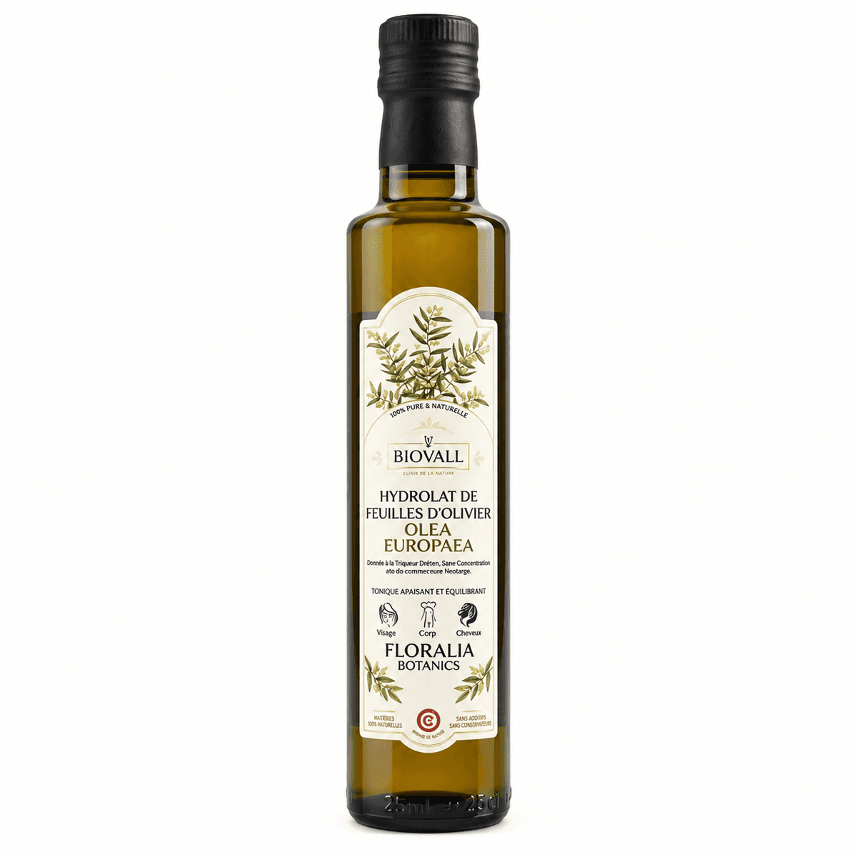 Hydrolat de Feuilles d’Olivier Biologique BIOVALL – Eau Florale Naturelle Purifiante pour le Visage