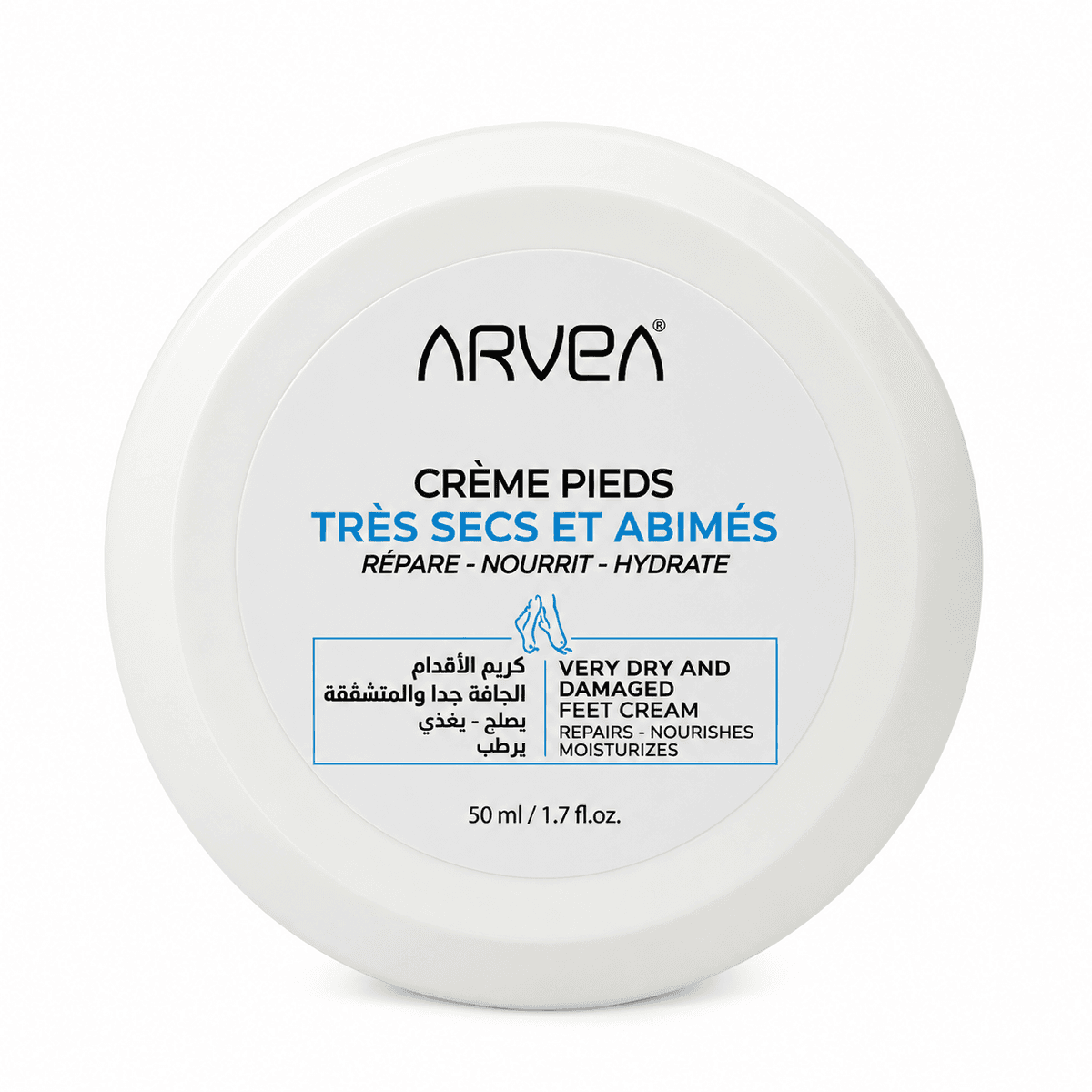 Crème Pieds Très Secs et Abîmés Arvea – Hydratation Intense 24H – 50 ml