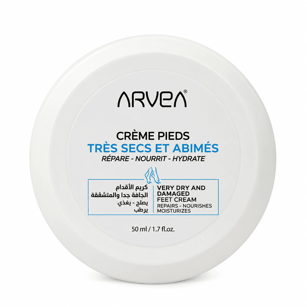 Crème Pieds Très Secs et Abîmés Arvea – Hydratation Intense 24H – 50 ml