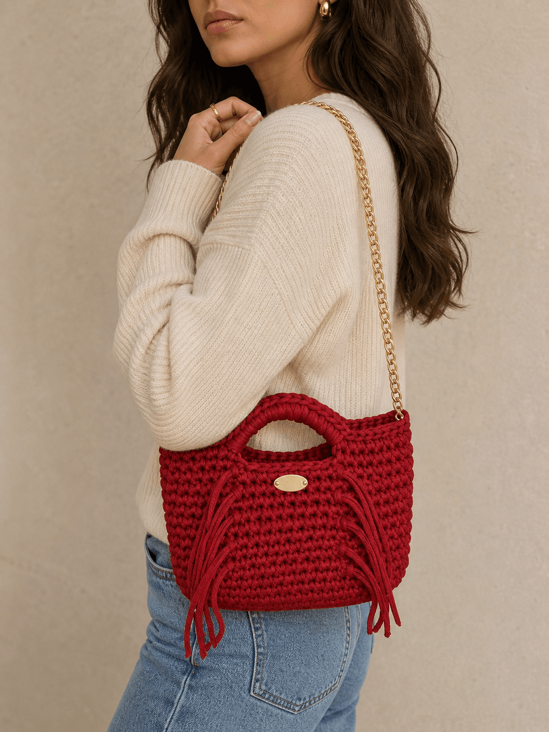 Sac en crochet rouge