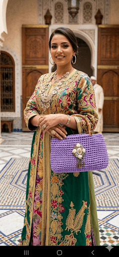 Sac a main en crochet violet