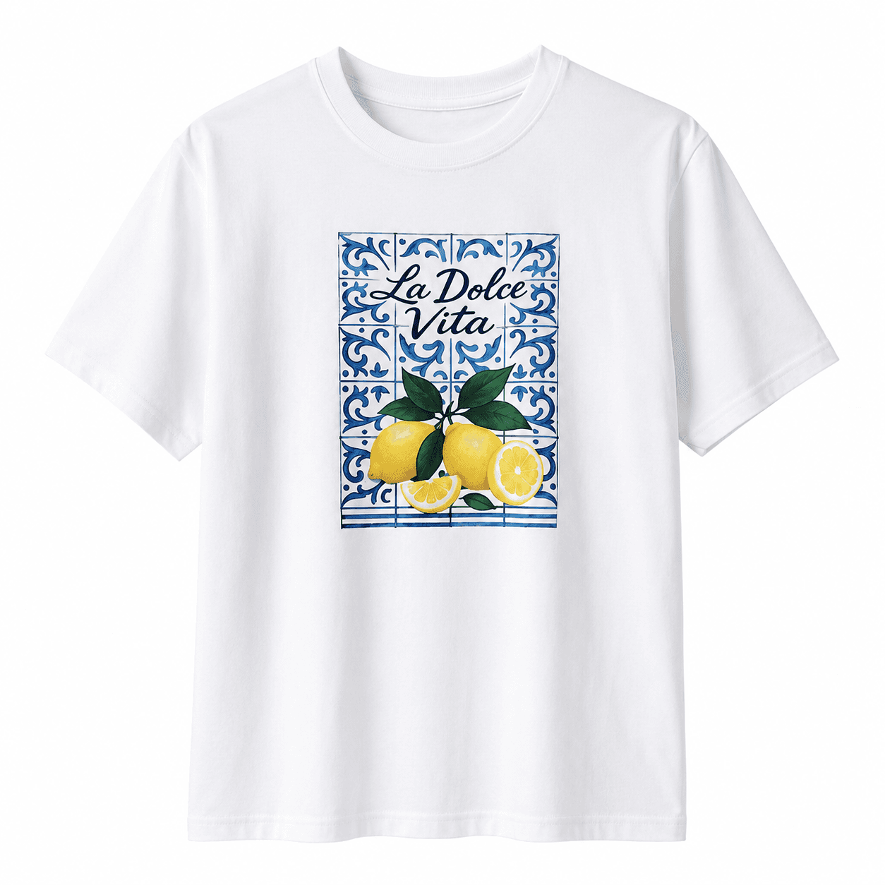 T-shirt Femme Blanc « La Dolce Vita » – T-shirt 100 % Coton Style Italien Tendance