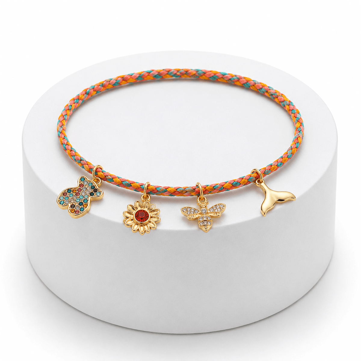 Bracelet fleur en Perles CĂ©ramique Corail avec Perles Ćil Porte-Bonheur â Style BohĂšme Estival