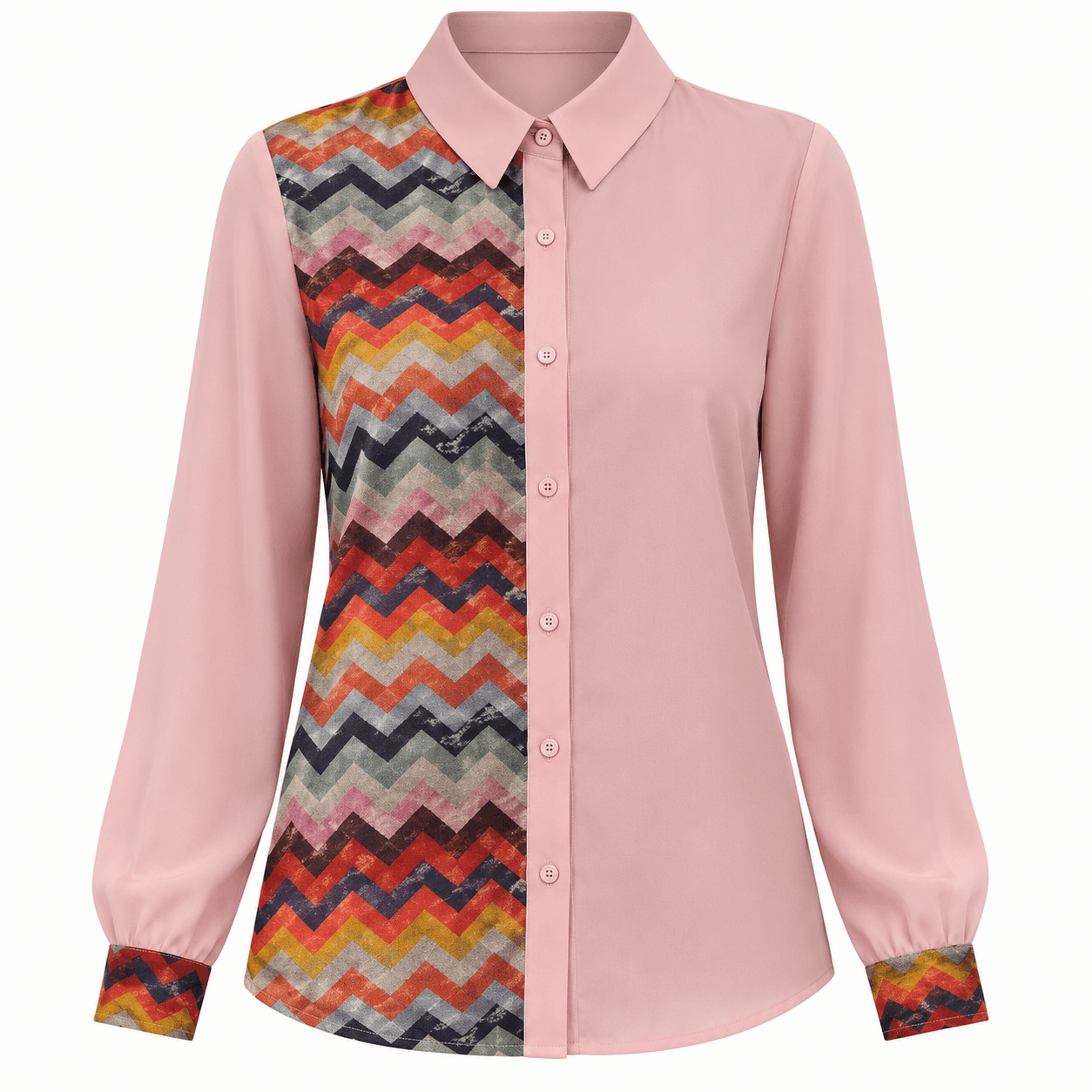 Chemise Courte Femme Nude à Manches Longues – Chemise Fleurie Tissu Fluide