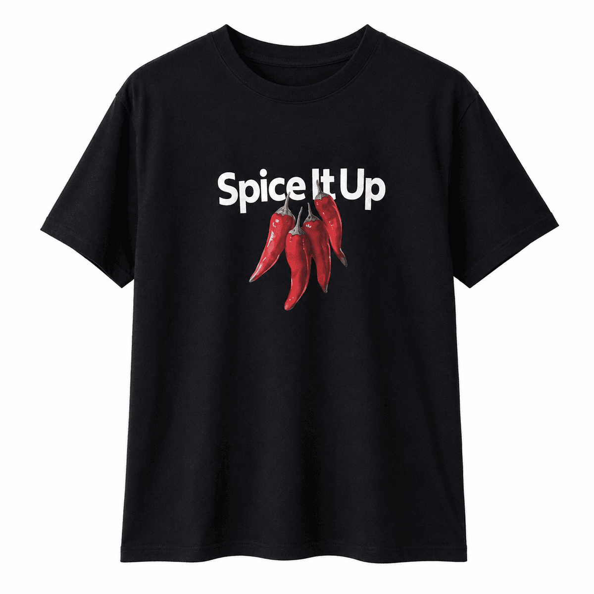 T-shirt Femme Noir « Spice It Up » â T-shirt 100 % Coton Ă ImprimĂ© Tendance