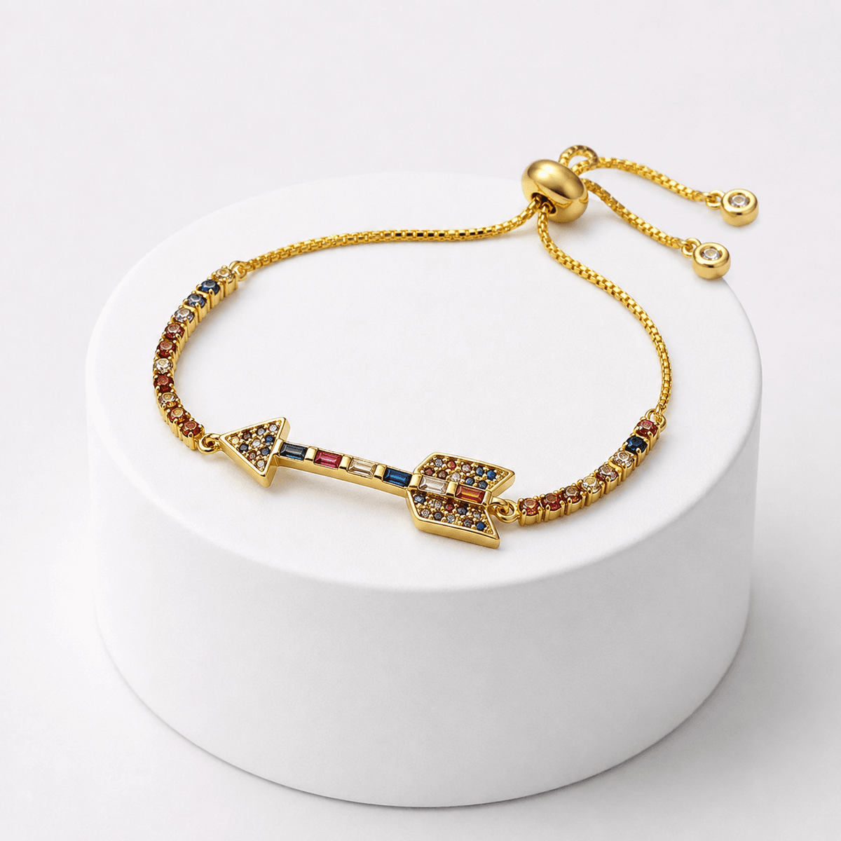 Bracelet Femme DorĂ© avec Zircons Multicolores â ModĂšle ĂlĂ©gant Ajustable