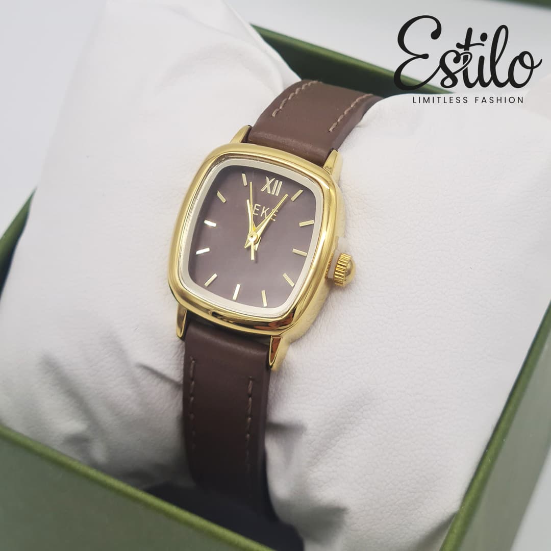 MONTRE FEMME IEKE CARRE MARRON