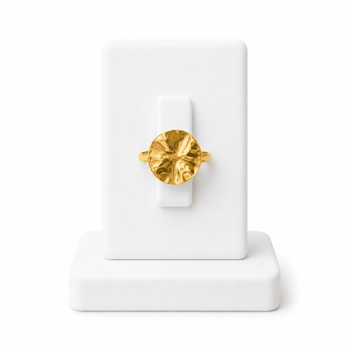 Bague Sola Femme Dorée – Bague Ronde au Design Sculptural et Moderne