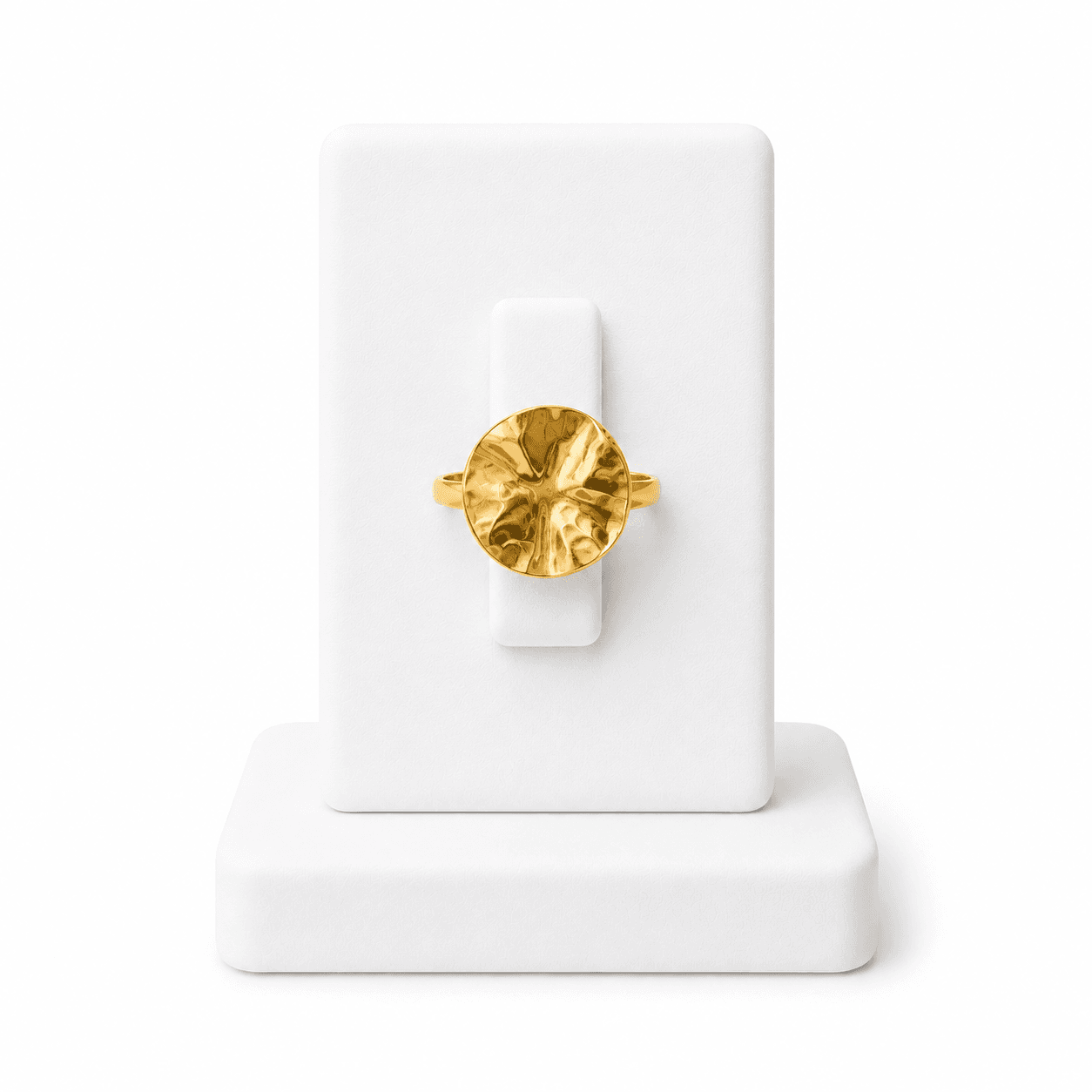 Bague Sola Femme Dorée – Bague Ronde au Design Sculptural et Moderne