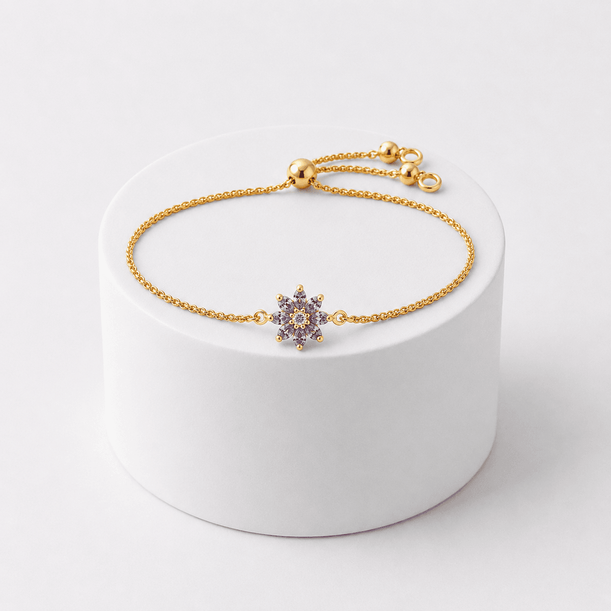 Bracelet Fleur Multicolore DorĂ© en Acier Inoxydable â Bijou Tendance pour Femme
