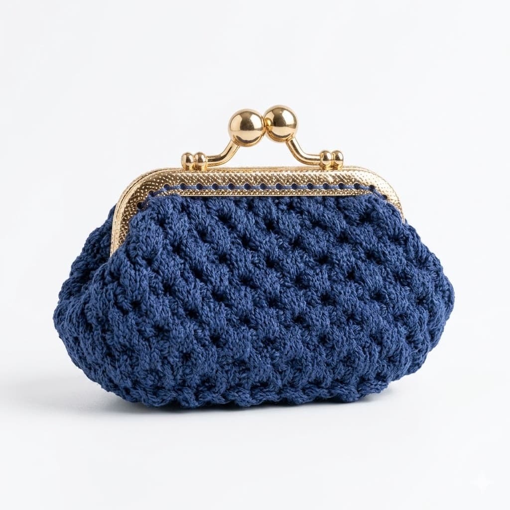 Porte-monnaie « Éclat » – Crochet Artisanal avec Fermoir Bijou Doré