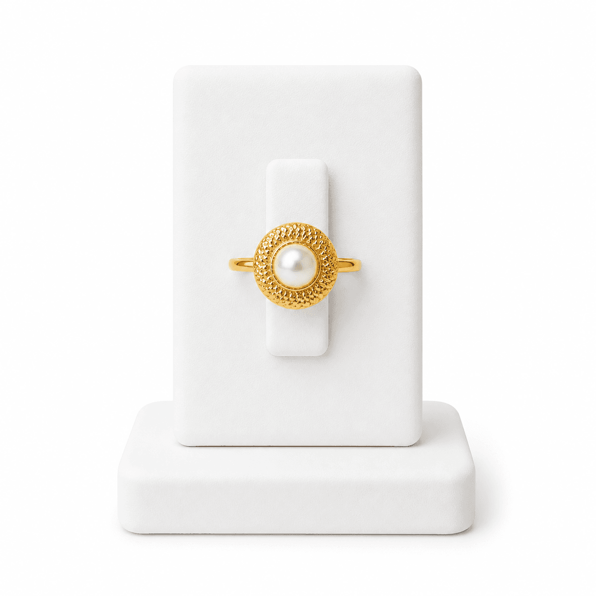 Bague Perla Femme – Bague Élégante avec Perle Nacrée et Finition Dorée