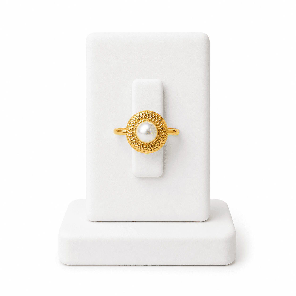 Bague Perla Femme – Bague Élégante avec Perle Nacrée et Finition Dorée