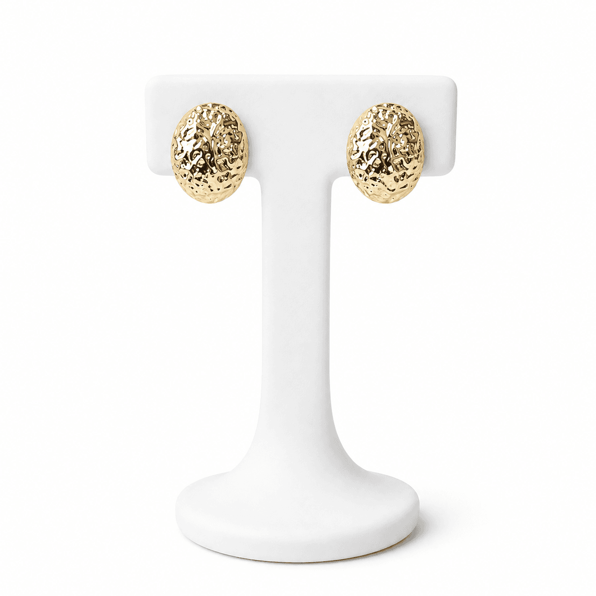 Boucles dâOreilles Ovales DorĂ©es Femme â Design MartelĂ© en Acier Inoxydable