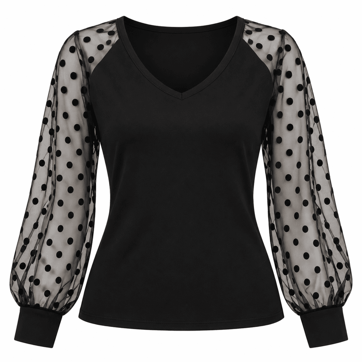 Pull Femme Noir en Mousseline Ă Pois â LĂ©ger et ĂlĂ©gant