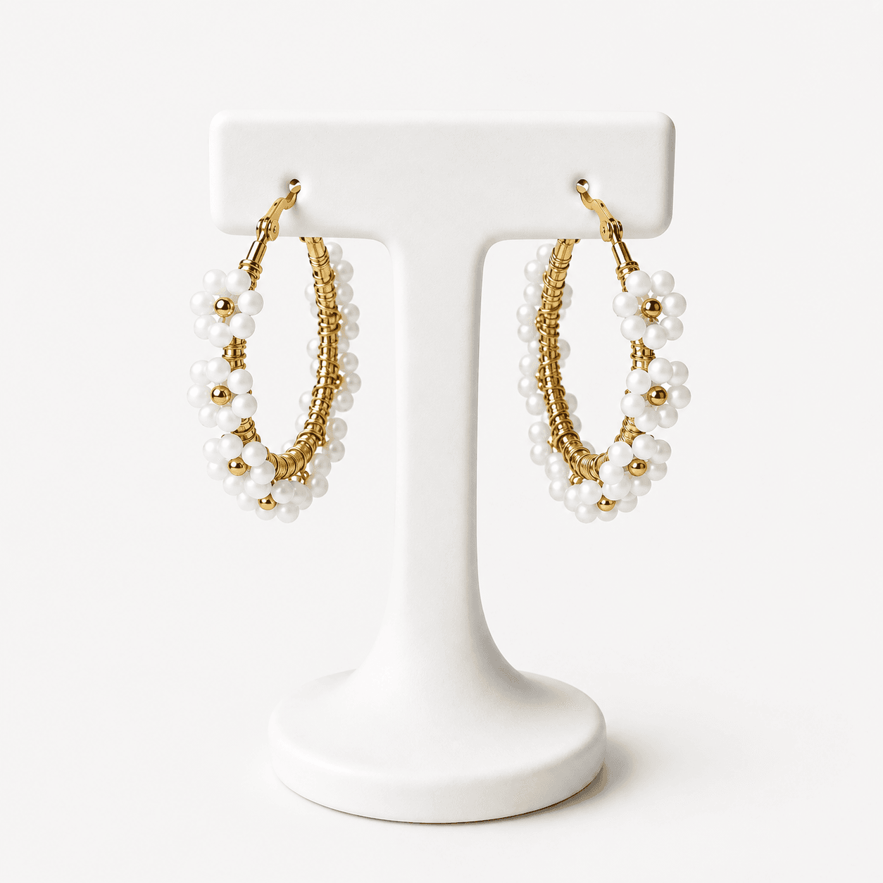Créoles Daisy Garden Dorées Femme – Boucles d’Oreilles Fleuries en Acier Inoxydable