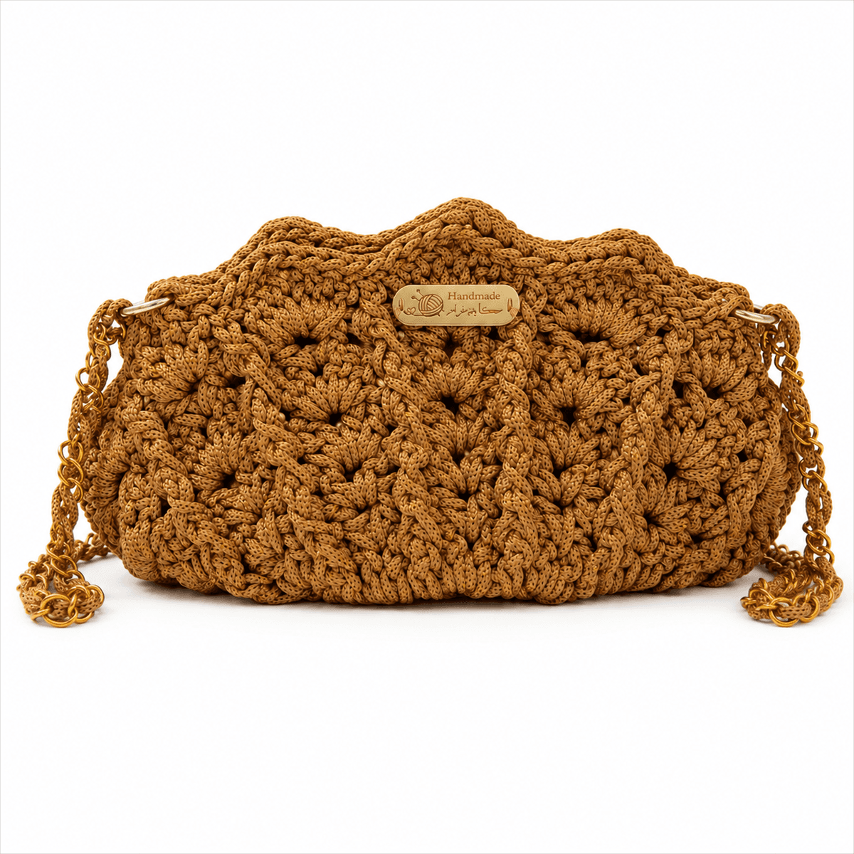 Sac à Main Coquillage Doré en Crochet Fait Main – Sac Bandoulière Élégant pour Femme