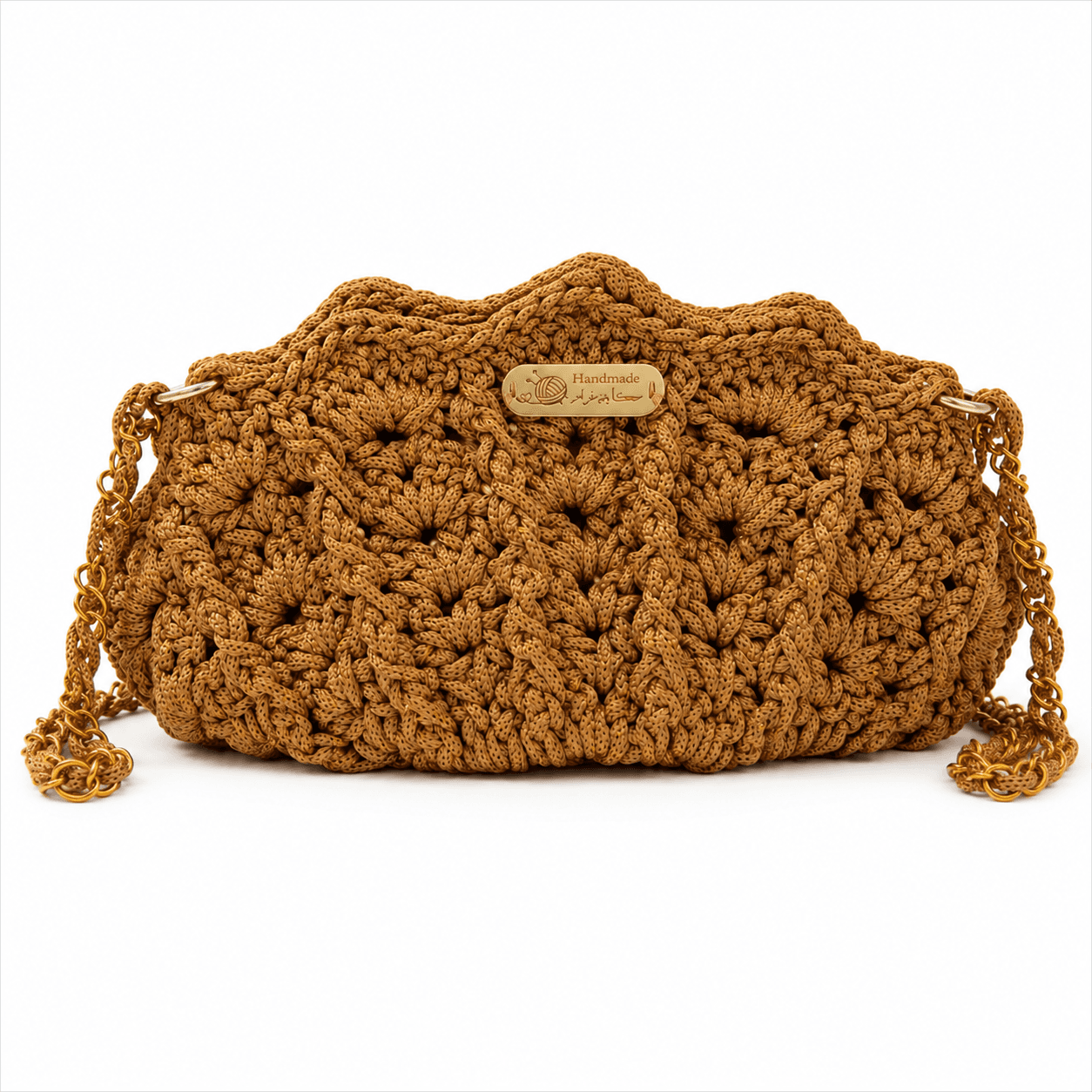 Sac à Main Coquillage Doré en Crochet Fait Main – Sac Bandoulière Élégant pour Femme