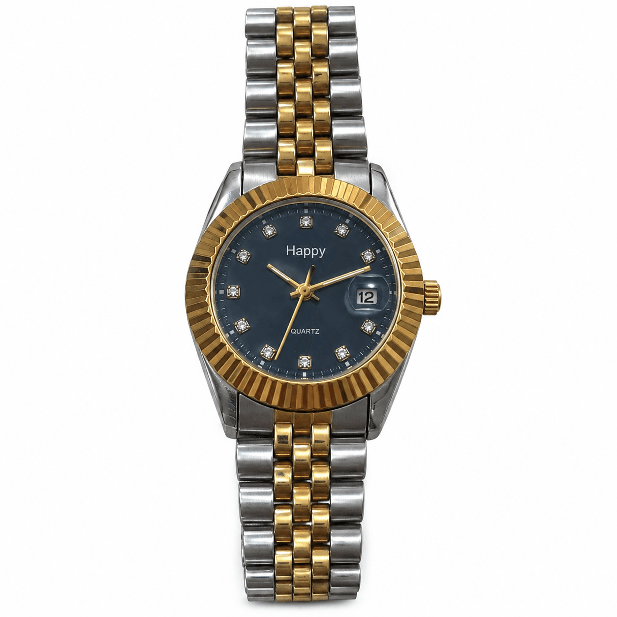 Montre Femme Élégante Bicolore Doré et Argenté avec Cadran Bleu