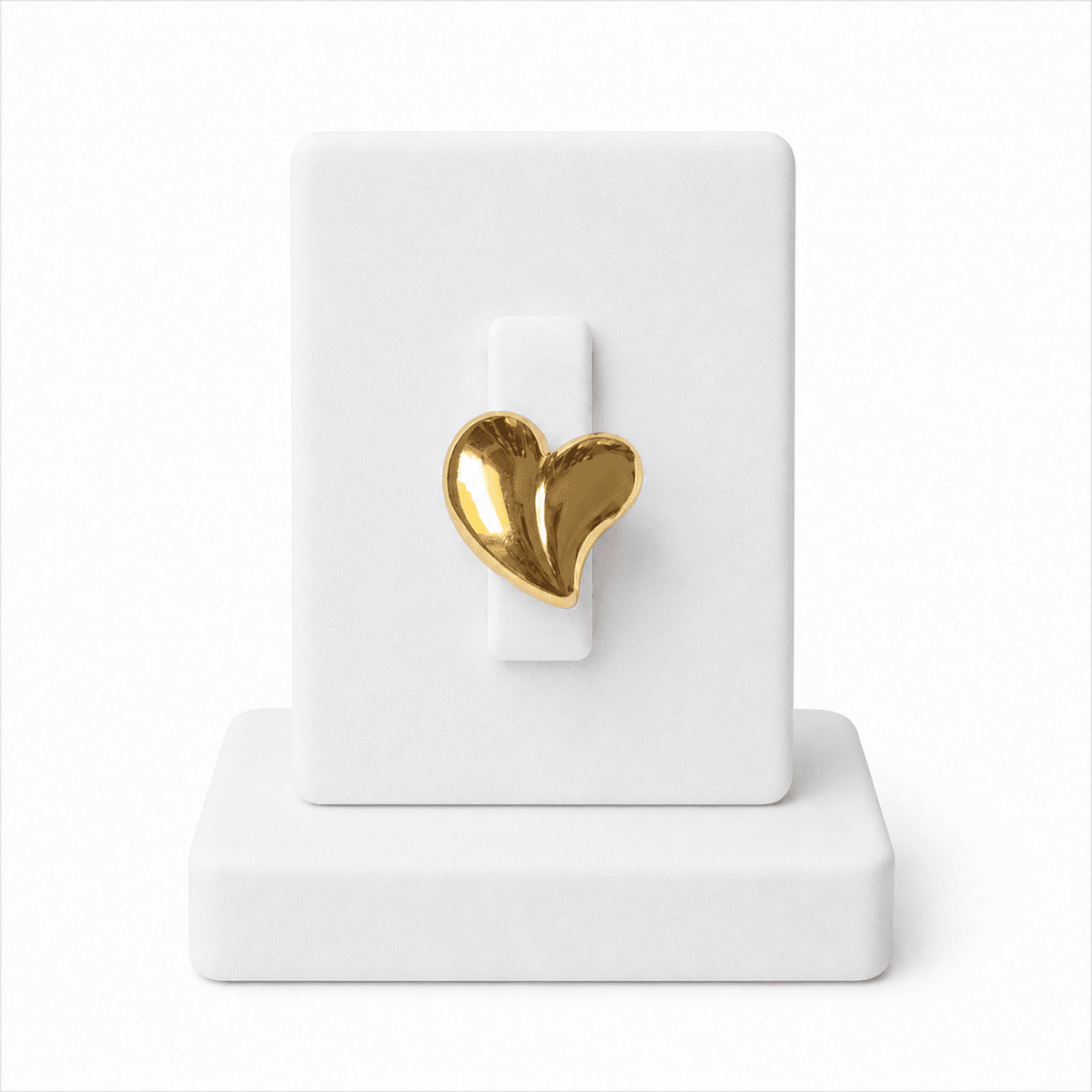 Bague Femme Dorée Cœur Bombé Ajustable en Acier Inoxydable