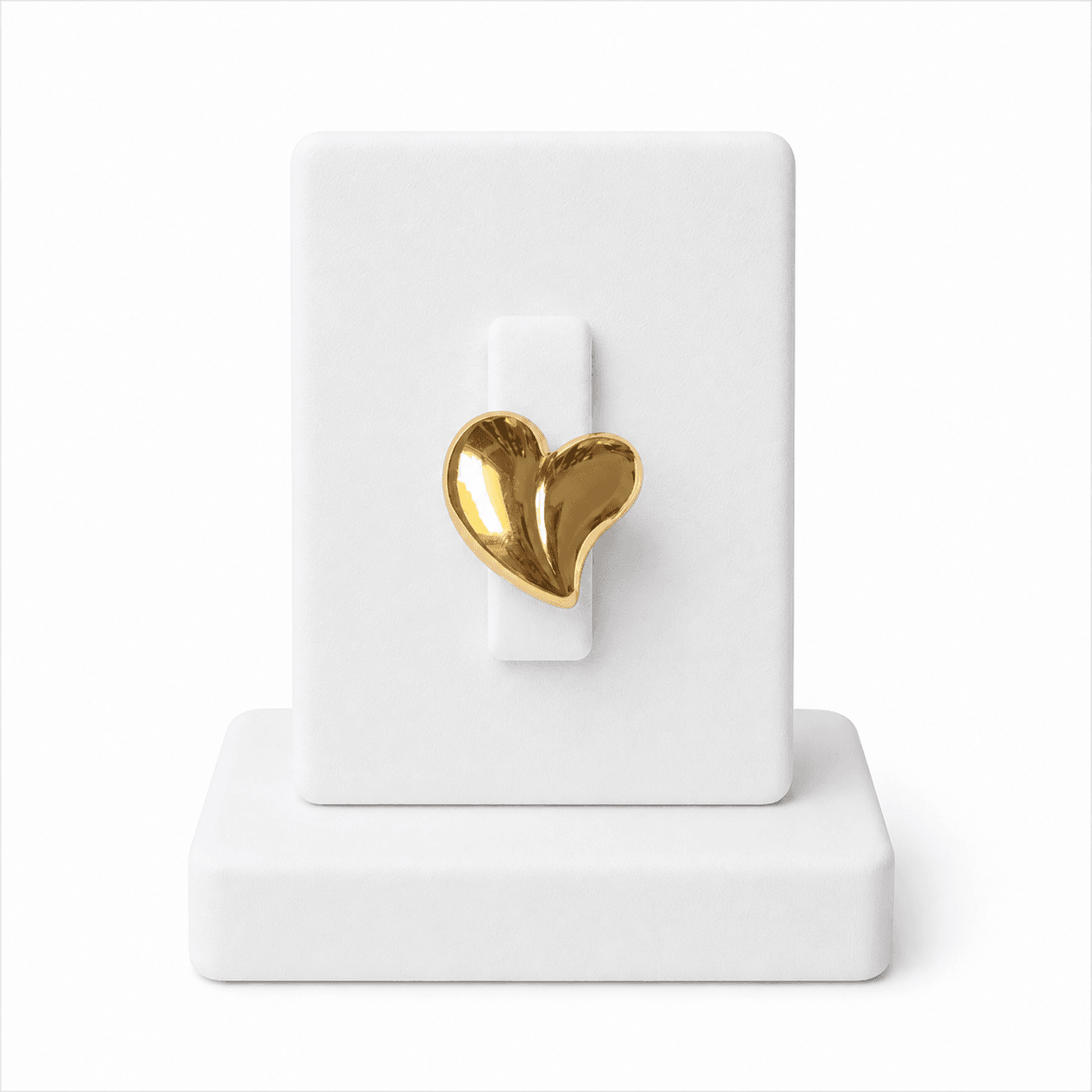 Bague Femme Dorée Cœur Bombé Ajustable en Acier Inoxydable