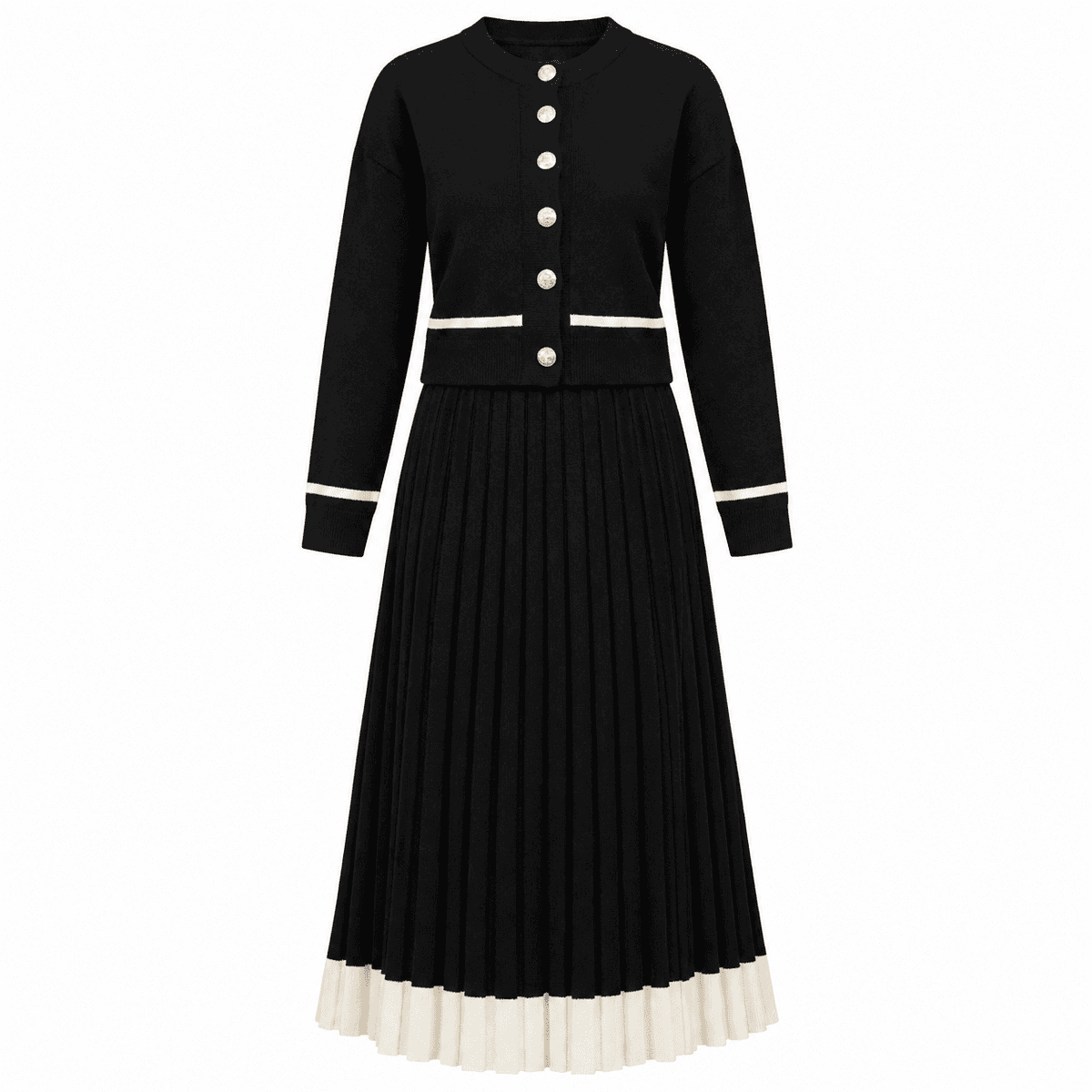 Ensemble Femme en Lin Blanc et Noir – Tenue Chic, Légère et Respirante