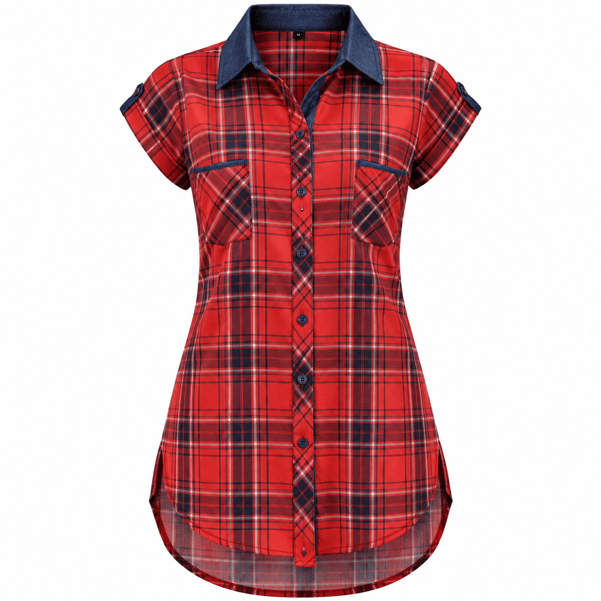 Chemise Longue Femme Rouge en Mousseline de Soie â Sans Manches