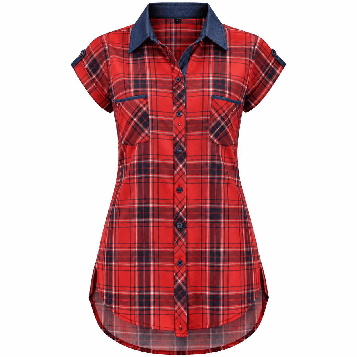 Chemise Longue Femme Rouge en Mousseline de Soie – Sans Manches