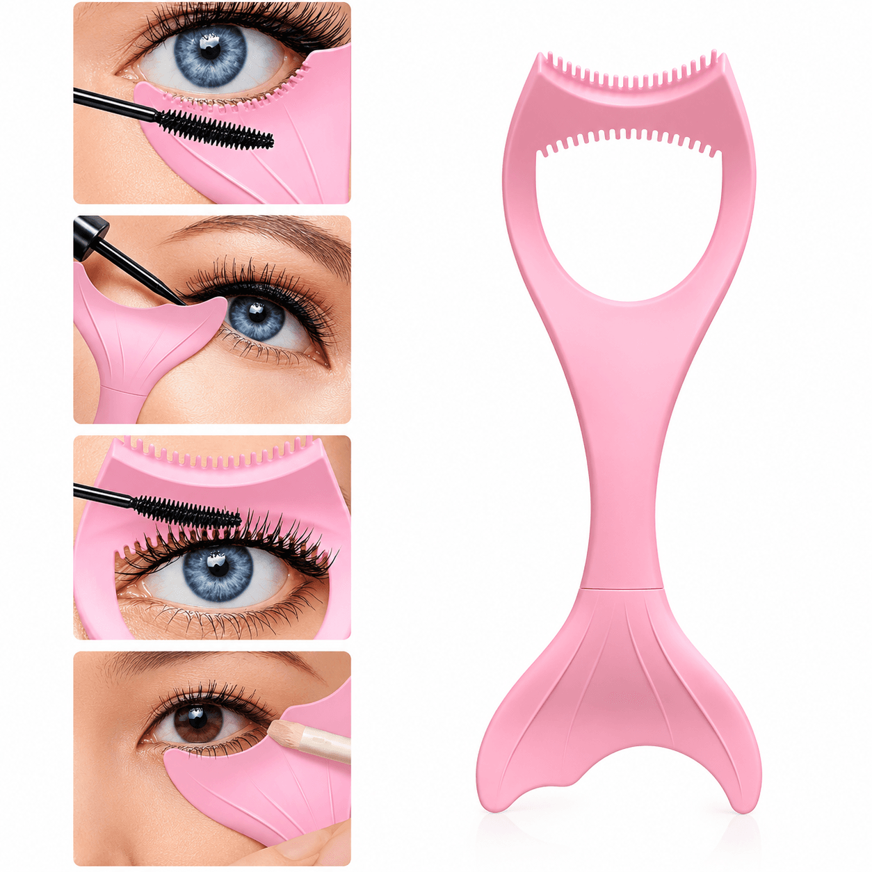 Outil de Maquillage Yeux 3 en 1 en Silicone – Guide pour Eye-Liner, Mascara et Fard à Paupières