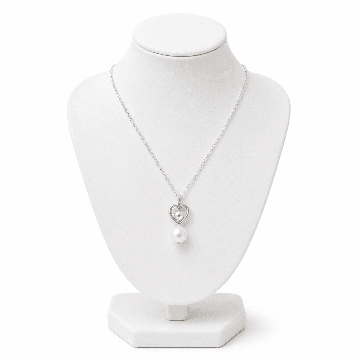 Collier Cœur Blanc en Acier Inoxydable & Cristal – Bijou Femme Élégant