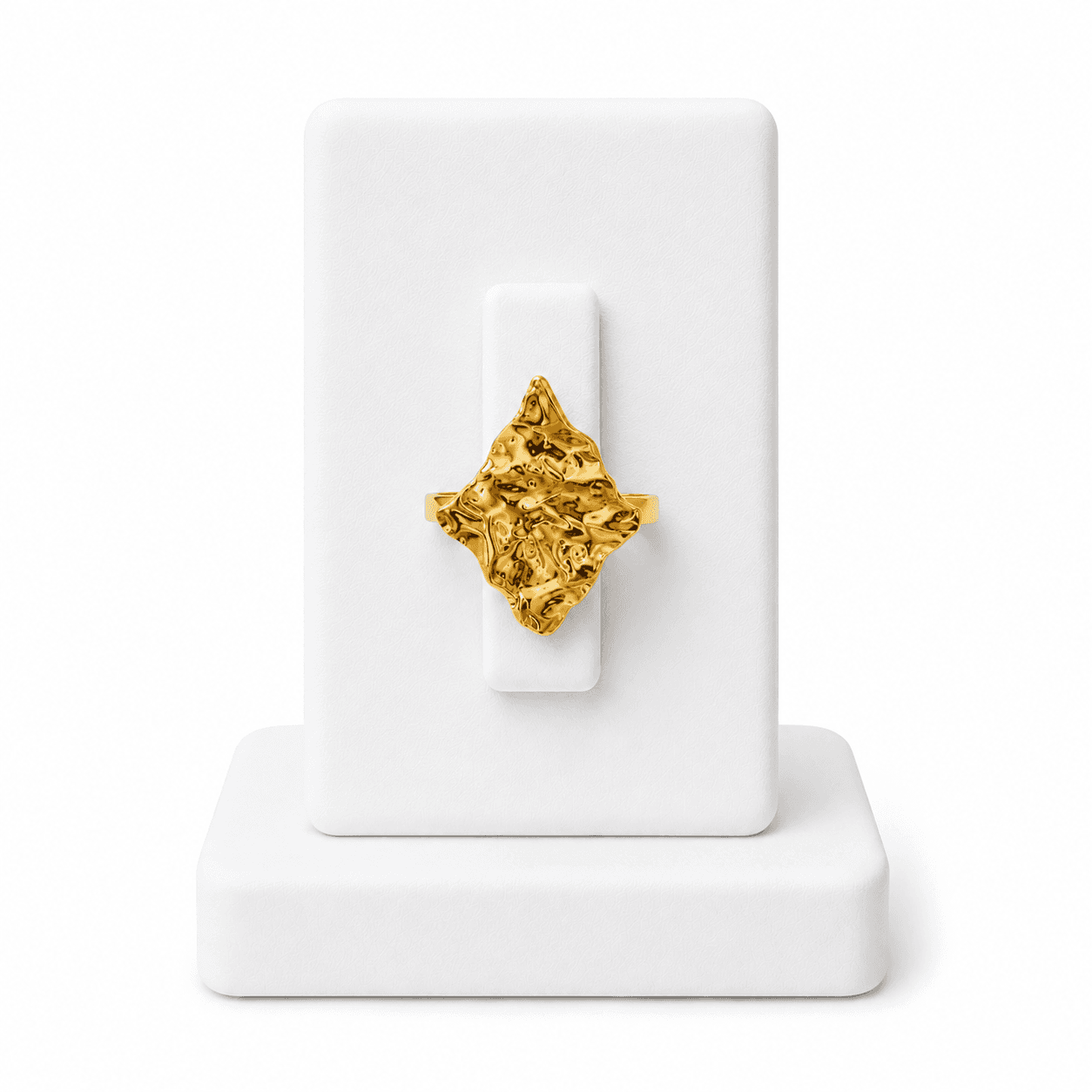 Bague Elya Femme Dorée en Acier Inoxydable – Design Sculptural et Irrégulier