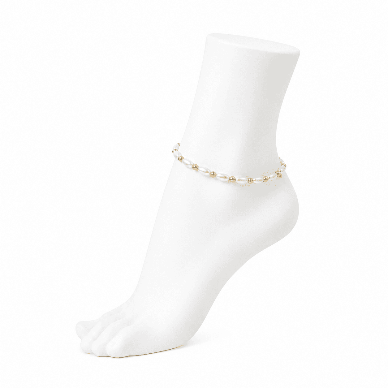 Bracelet de Cheville "Pearly Gold" - Élégance Dorée et Perles pour Femme
