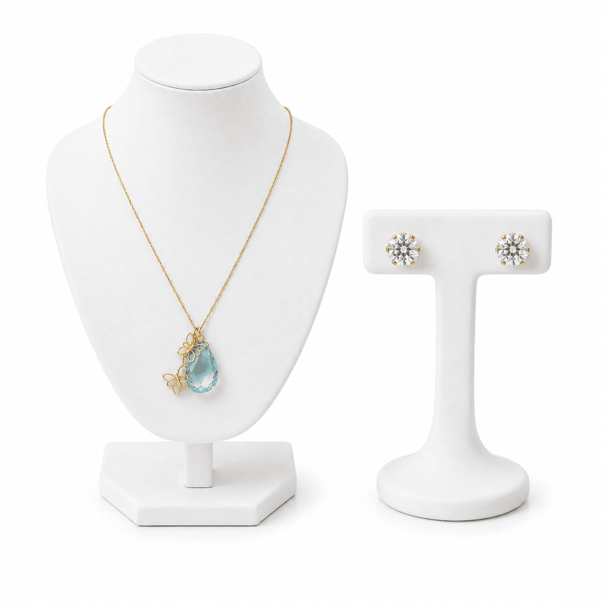 Parure Femme Aqua Butterfly – Collier et Boucles d’Oreilles Élégants Dorés