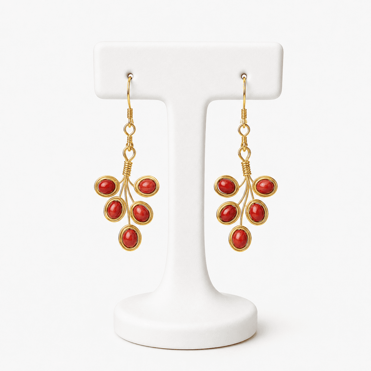 Boucles d’Oreilles Rouges Femme en Acier Inoxydable – Bijou Tendance Fait Main