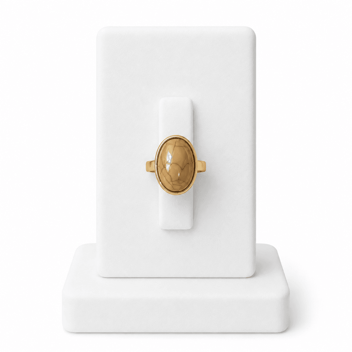 Bague Femme TERRA Crème – Bague Tendance Effet Pierre au Style Naturel