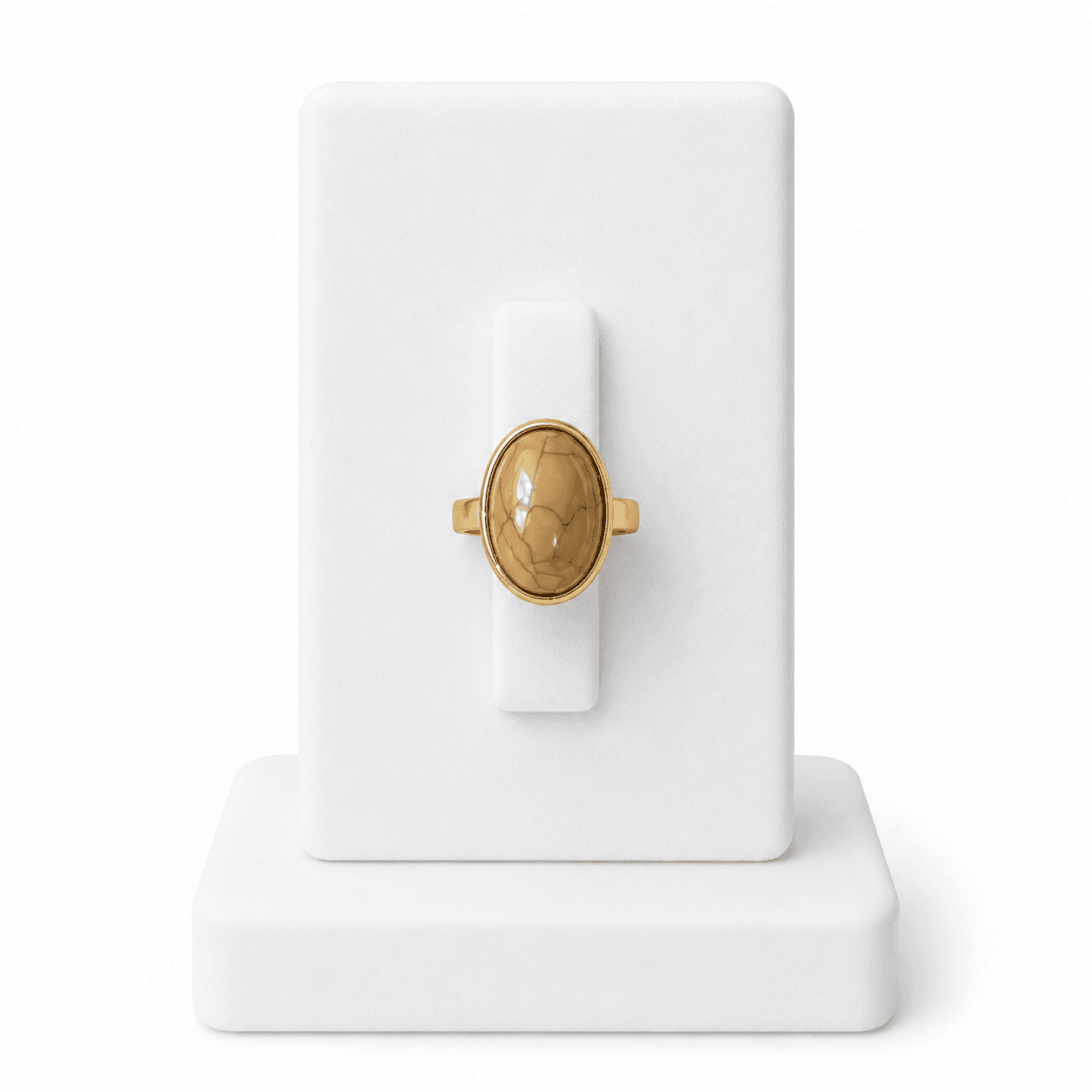 Bague Femme TERRA Crème – Bague Tendance Effet Pierre au Style Naturel