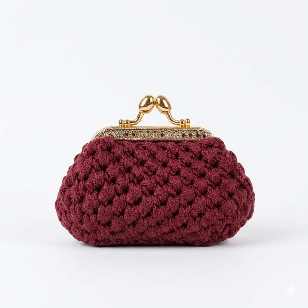 Porte-monnaie 'Rubis' Crochet précieux et fermoir perlé doré