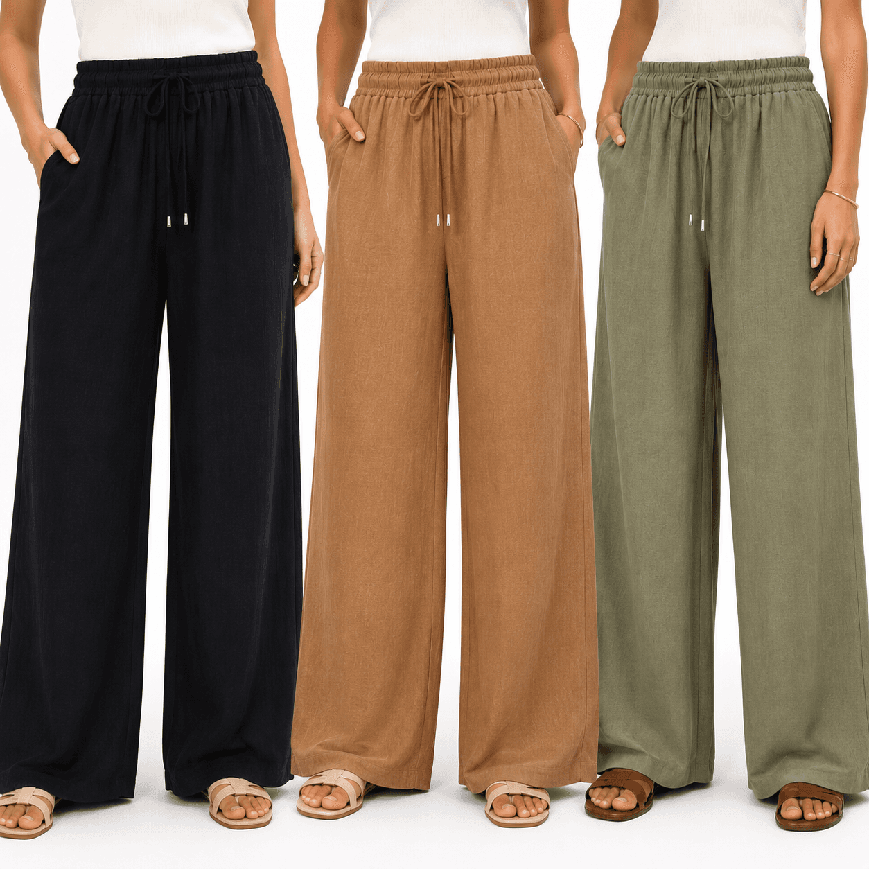 Pantalon Palazzo Femme en Tissu Kamraya – Fluide, Léger et Confortable