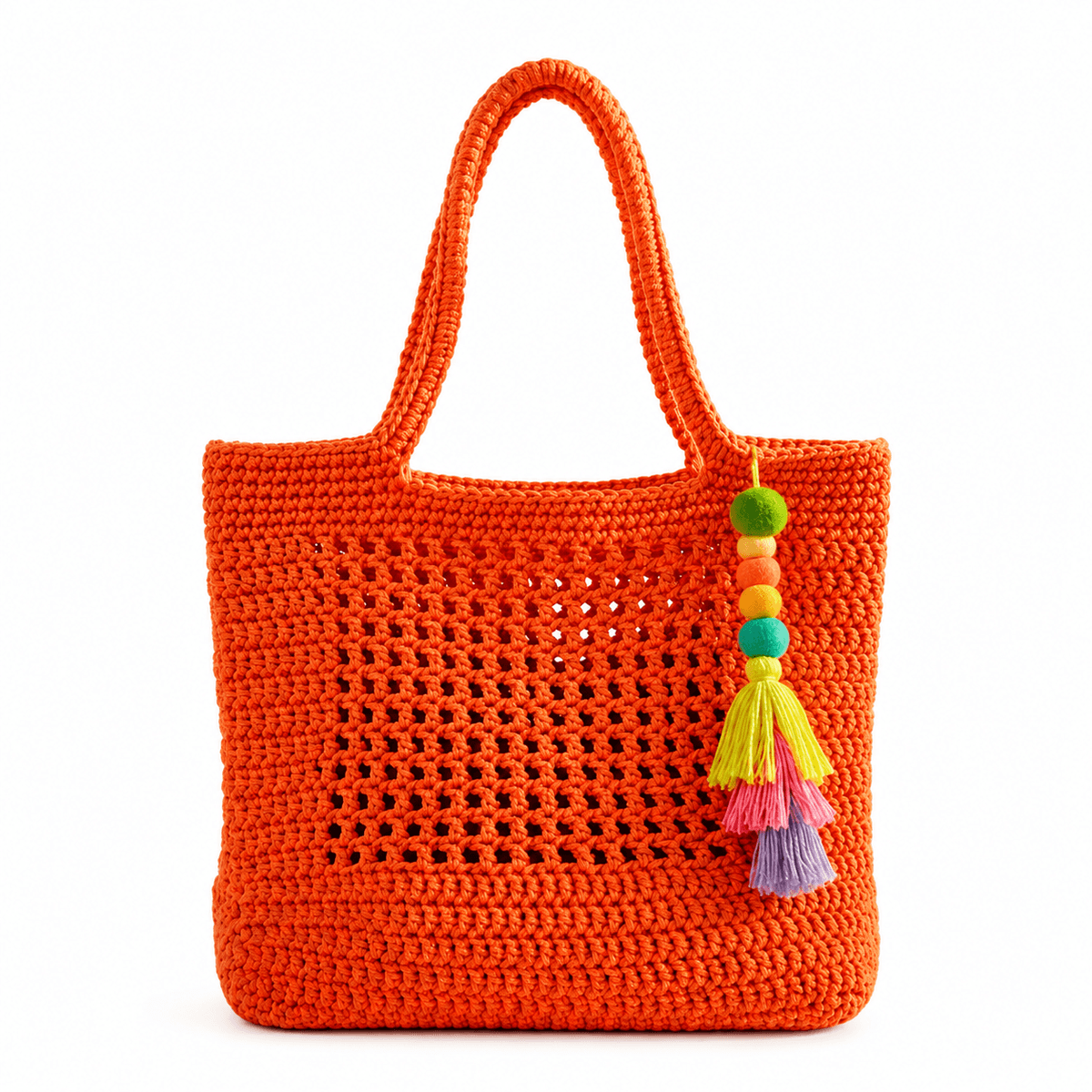 Sac de Plage Femme en Crochet Fait Main – Grand Cabas Fourre-Tout Orange
