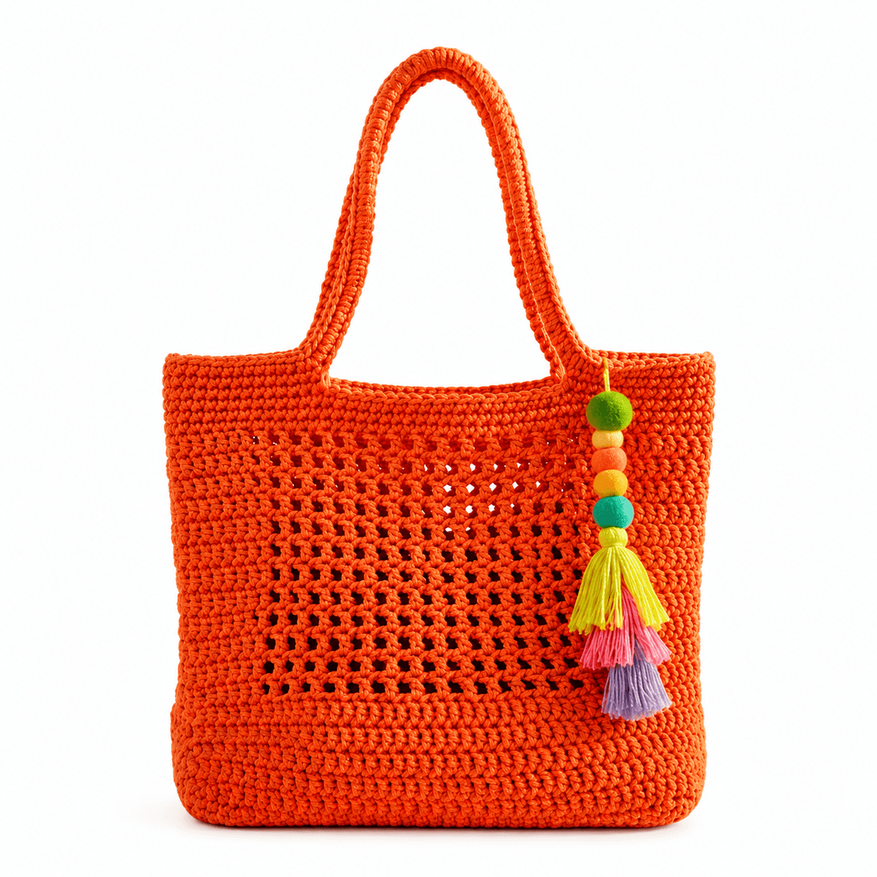 Sac de Plage Femme en Crochet Fait Main – Grand Cabas Fourre-Tout Orange