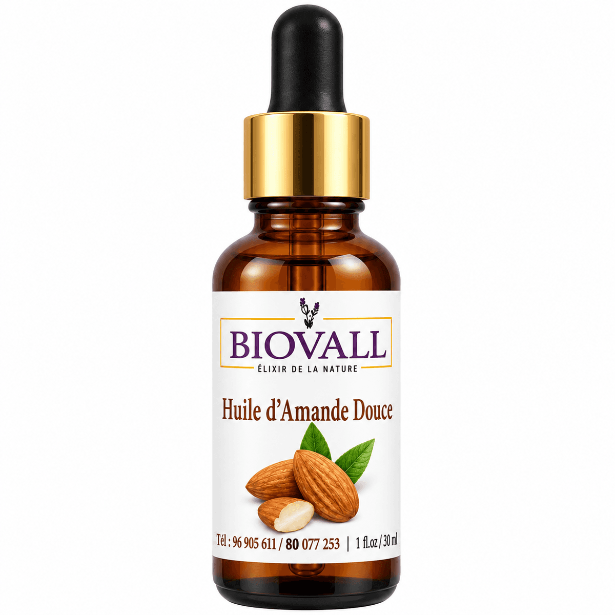 Huile d’Amande Douce BIOVALL – Soin Hydratant & Nourrissant Peau, Cheveux et Ongles