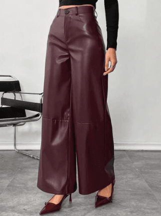 pantalon large en similicuir