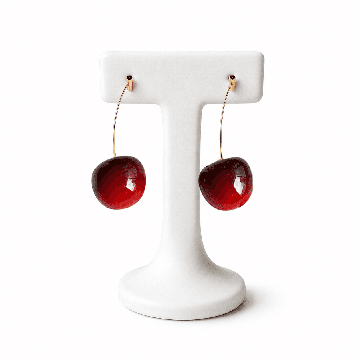 Boucles d’Oreilles Cerises Dorées Femme – Créoles Pendantes en Acier Inoxydable