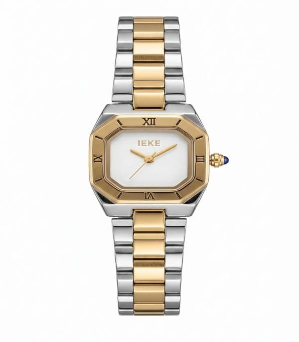 Montre IEKE – Boîtier carré doré élégant